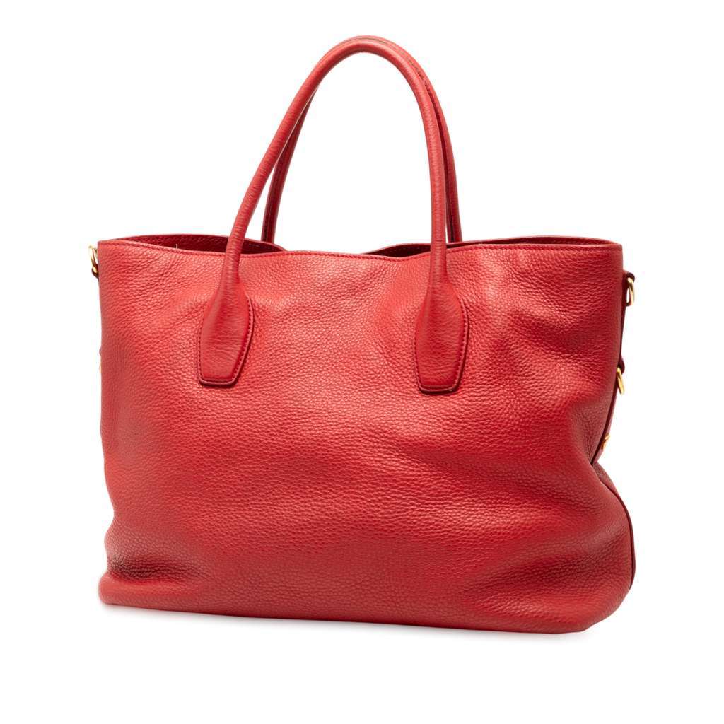 Prada Vitello Daino Open Convertible Tote Red Leather Very good condition - Back View