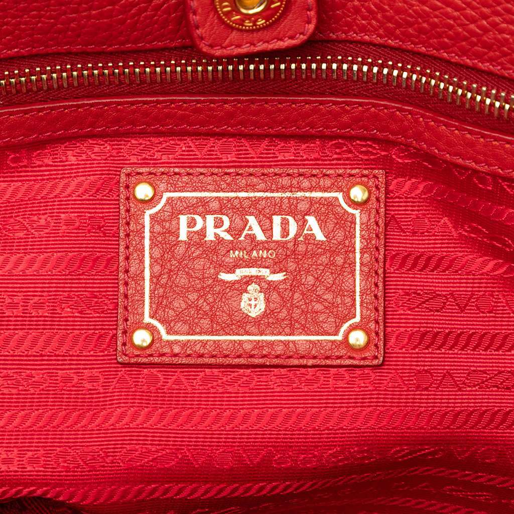 Prada Vitello Daino Open Convertible Tote Red Leather Very good condition - Box View
