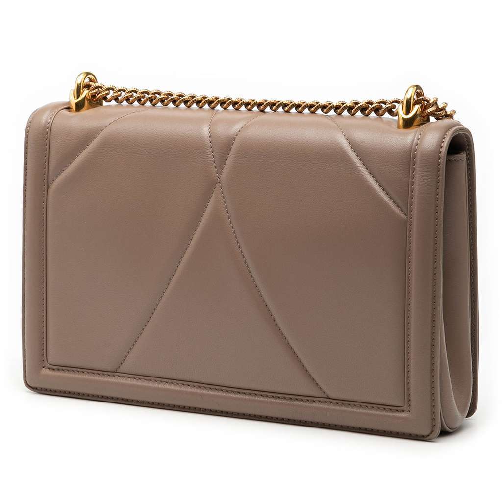 Dolce & Gabbana Medium Quilted Nappa Devotion Crossbody Brown Leather Good condition - Back View