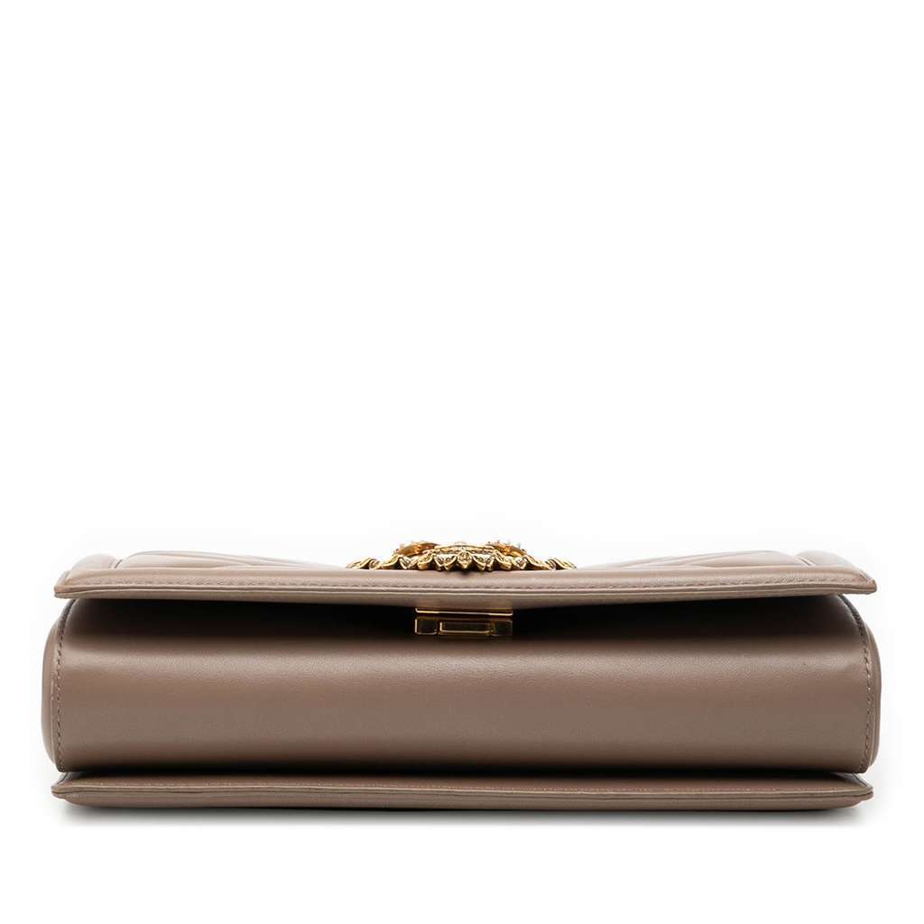Dolce & Gabbana Medium Quilted Nappa Devotion Crossbody Brown Leather Good condition - Inside View