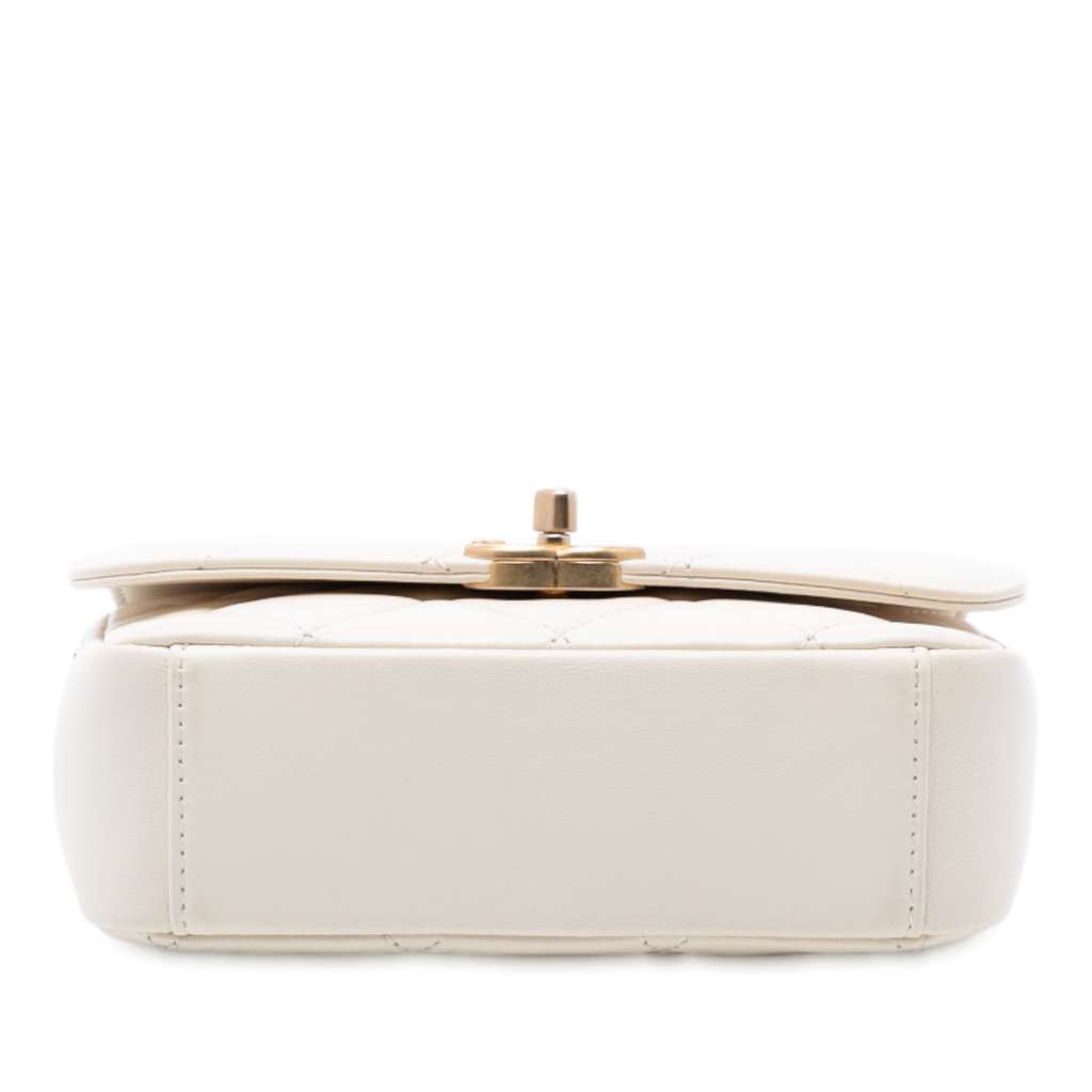 Chanel Small Quilted Lambskin CC Coin Flap White Leather Good - Inside View