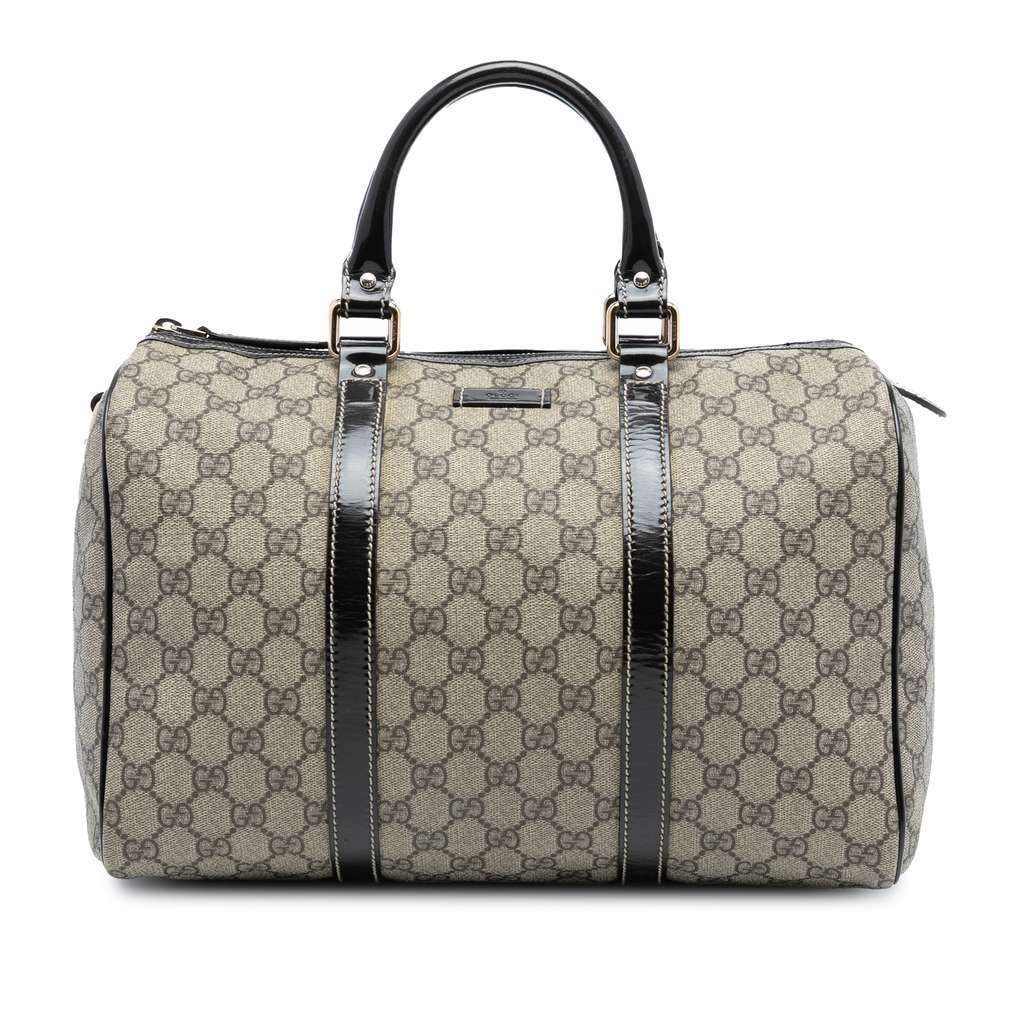 Gucci Medium GG Supreme Joy Boston Bag Brown Canvas Good - Front View