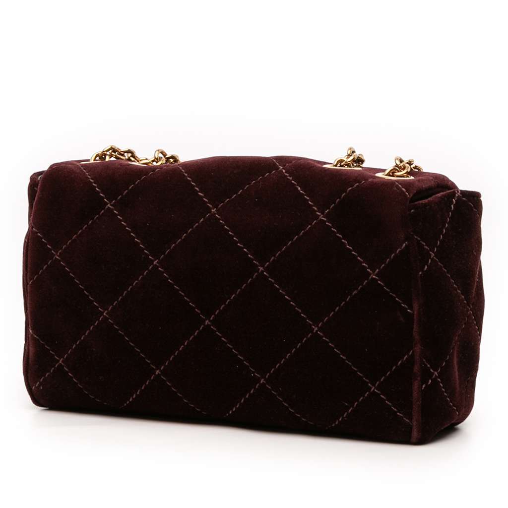Chloé Small Quilted Velvet Heritage Shoulder Bag Red Velvet Very good condition - Back View