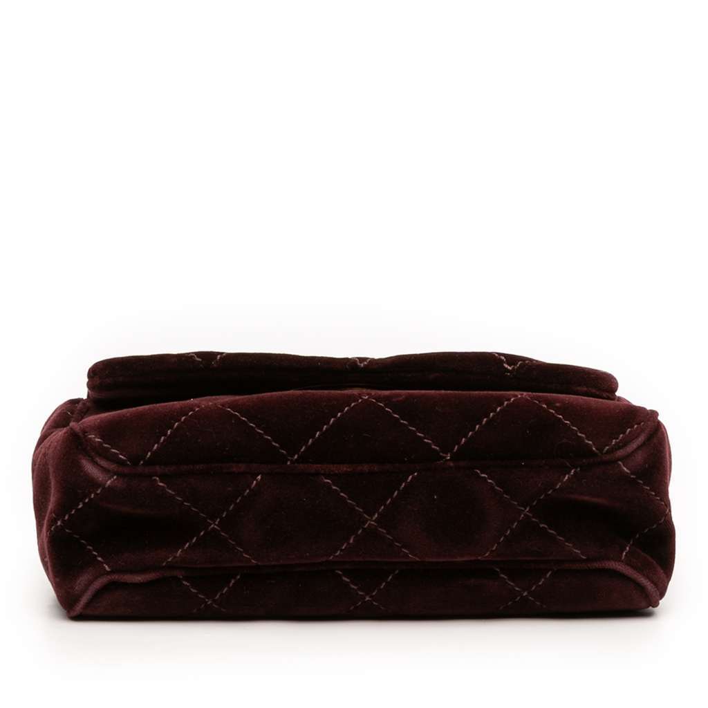 Chloé Small Quilted Velvet Heritage Shoulder Bag Red Velvet Very good condition - Inside View