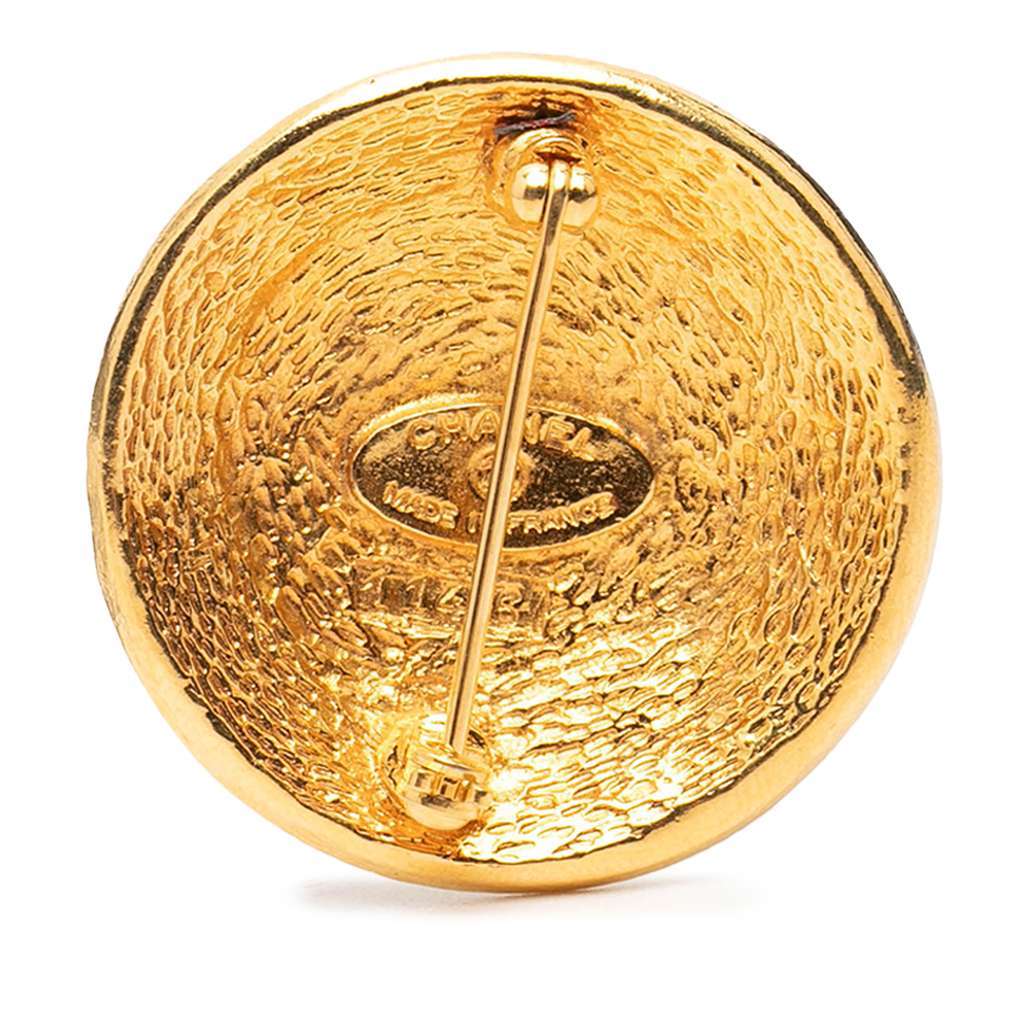 Chanel Gold Plated 31 Rue Cambon Round Brooch Gold Metal Very good - Back View