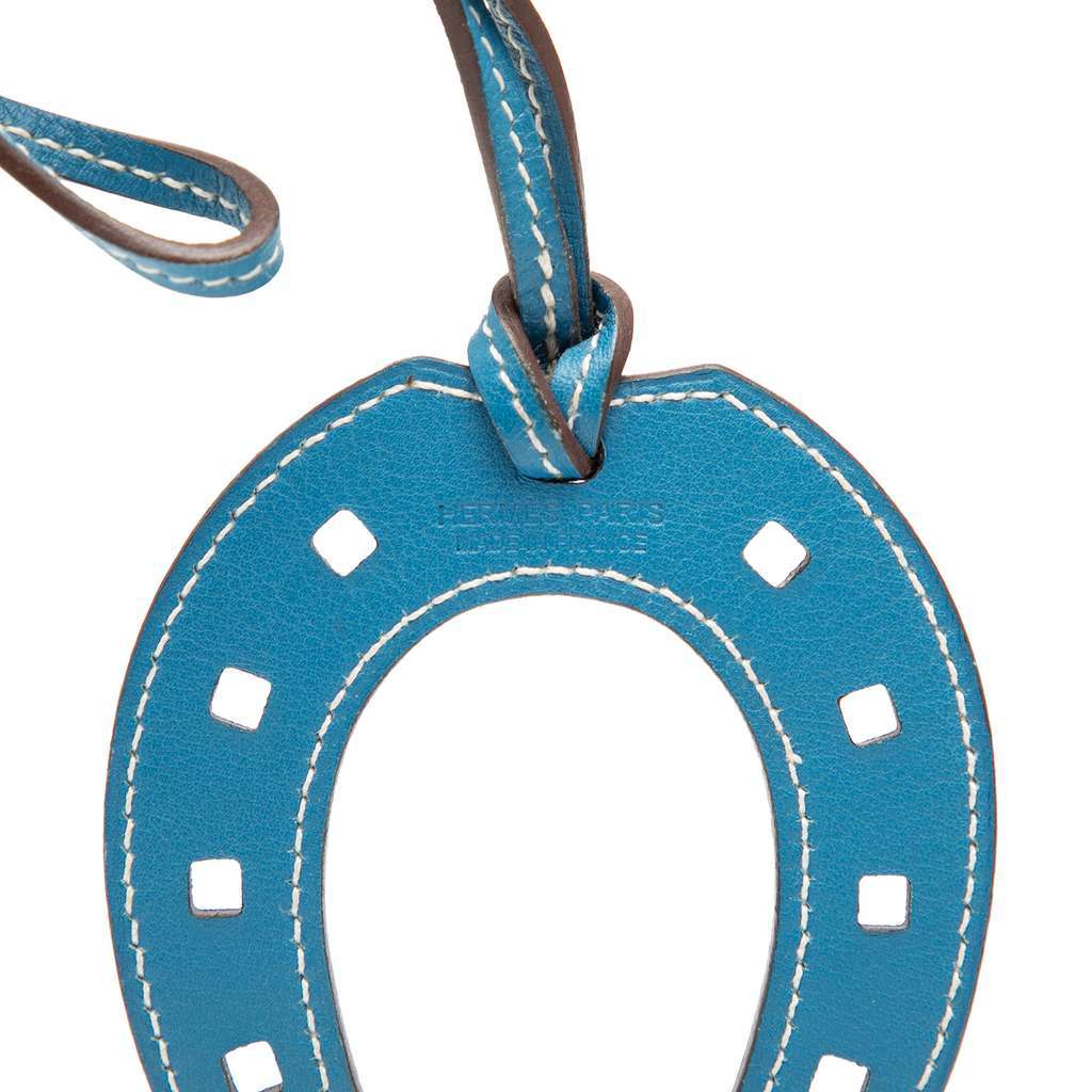 Hermès Swift Paddock Horseshoe Bag Charm Blue Leather Very good condition - Inside View