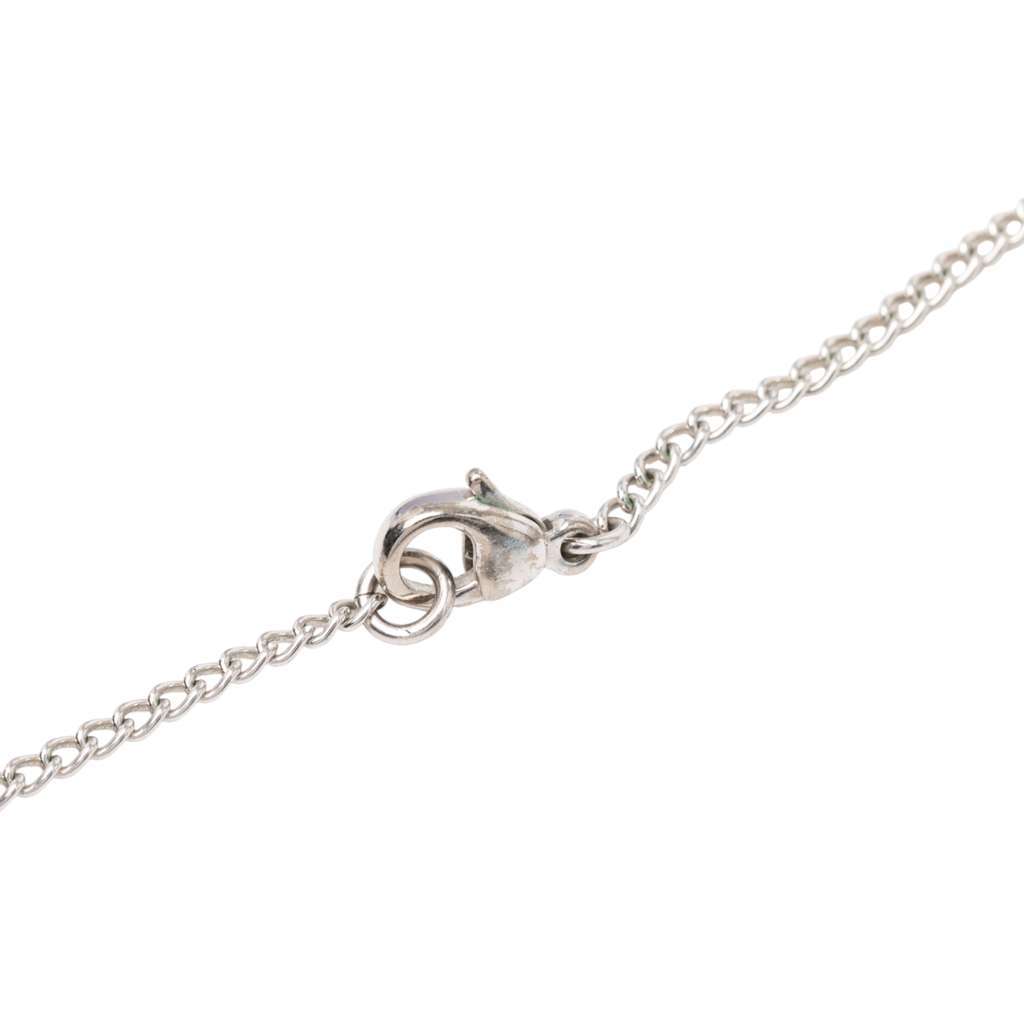 Chanel Silver Plated Textured CC Pendant Necklace Silver Metal Very good - Model View
