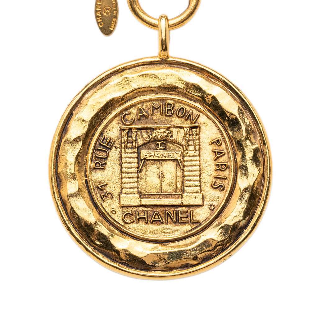 Chanel Gold Plated 31 Rue Cambon Coin Pendant  Necklace Gold Metal Very good condition - Back View