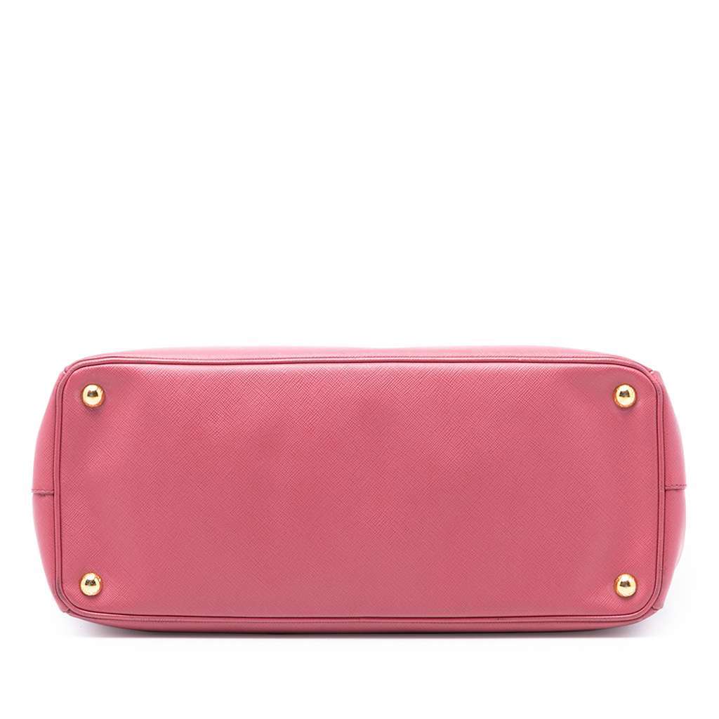 Prada Medium Saffiano Lux Galleria Double Zip Tote Pink Leather Good - Inside View