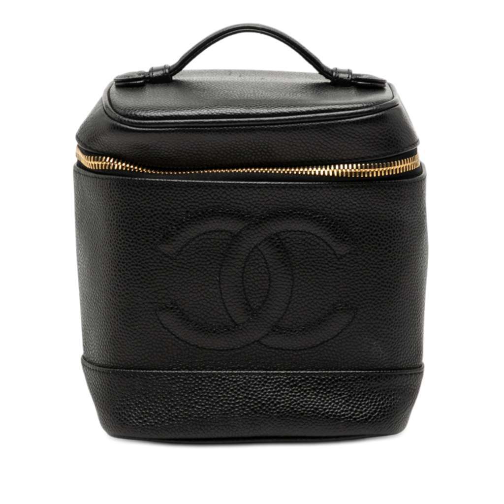 Chanel CC Caviar Vanity Bag Black Leather Very good condition - Front View