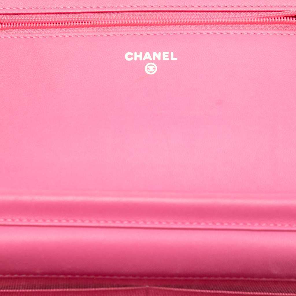 Chanel Ombre Lambskin Degrade Wallet On Chain Pink Leather Very good condition - Model View