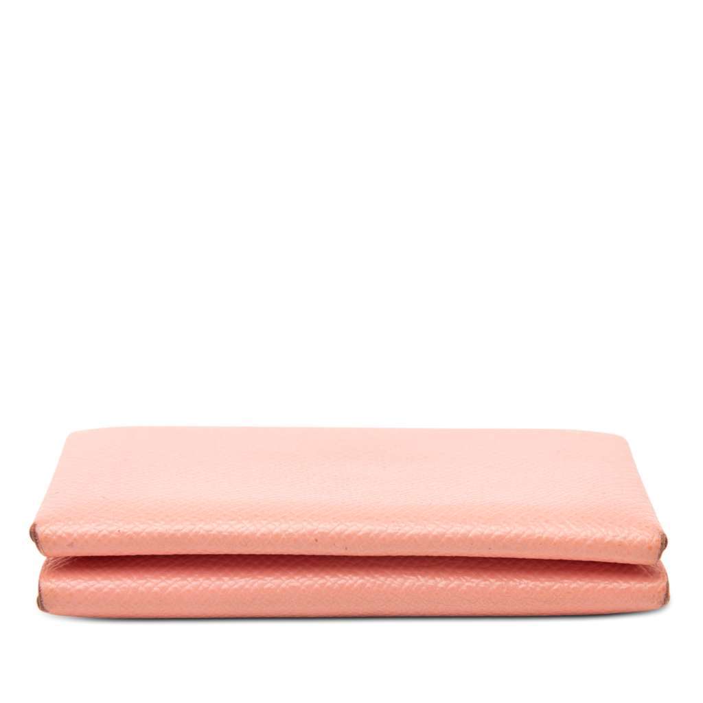 Hermès Epsom Calvi Duo Card Holder Pink Leather Good condition - Inside View
