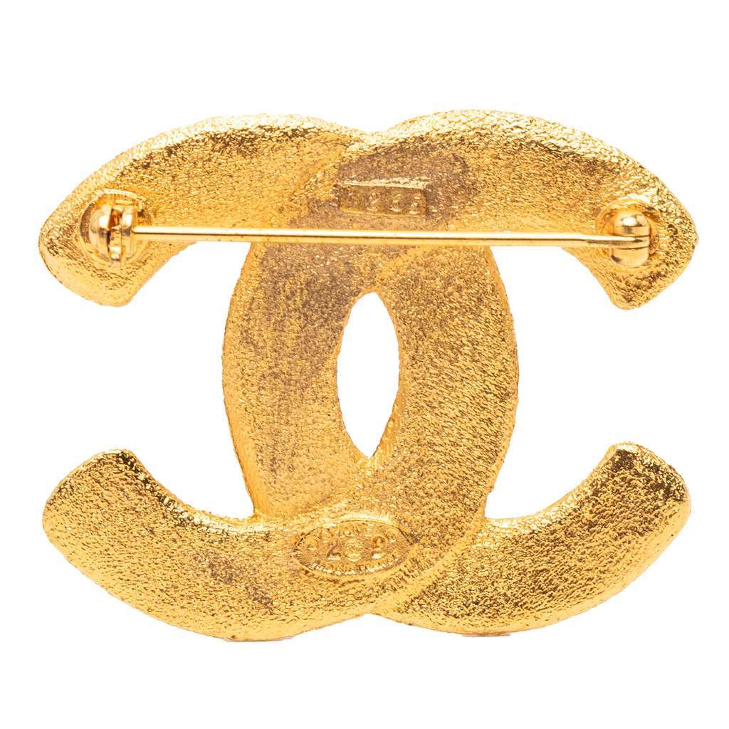 Chanel Gold Plated CC Brooch Gold Metal Very good - Back View