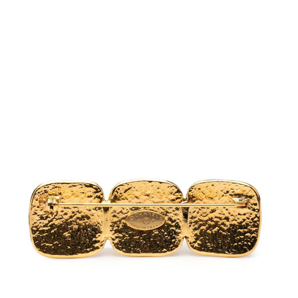Chanel Triple CC Gold Plated Pin Brooch Gold Metal Very good - Back View