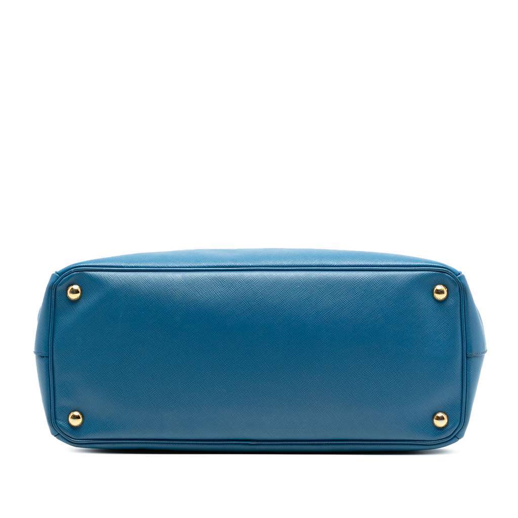 Prada Large Saffiano Lux Galleria Double Zip Tote Blue Leather Good - Inside View