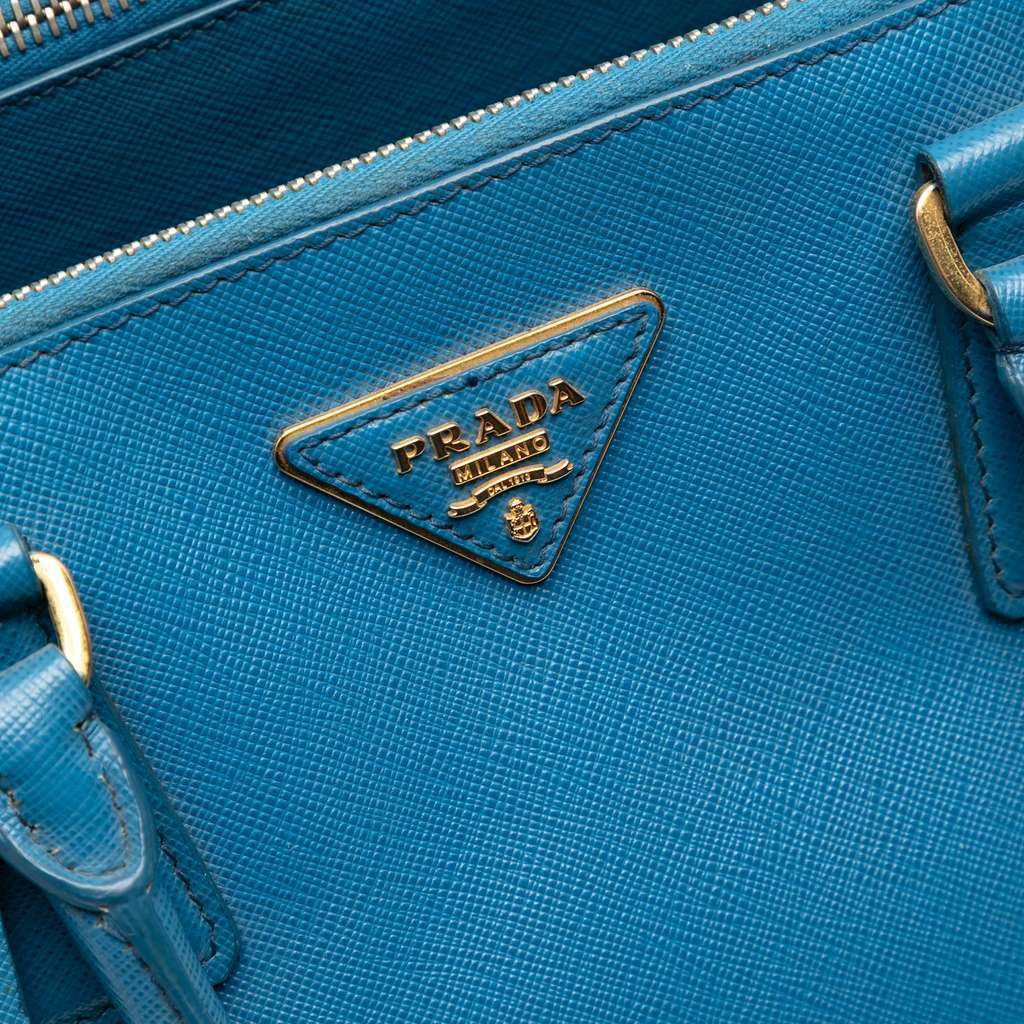 Prada Large Saffiano Lux Galleria Double Zip Tote Blue Leather Good - Box View