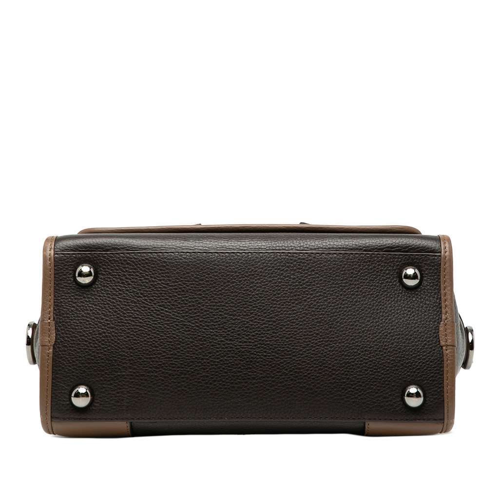 Loewe Bicolor Grained Calfskin Cruz Satchel Brown Leather Good - Inside View