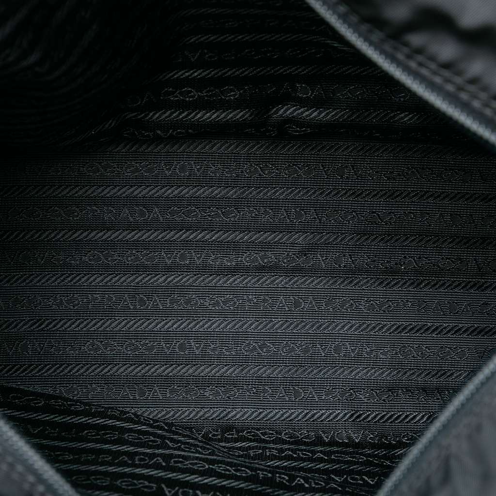 Prada Tessuto Metal Handle Bag Black Good - Model View
