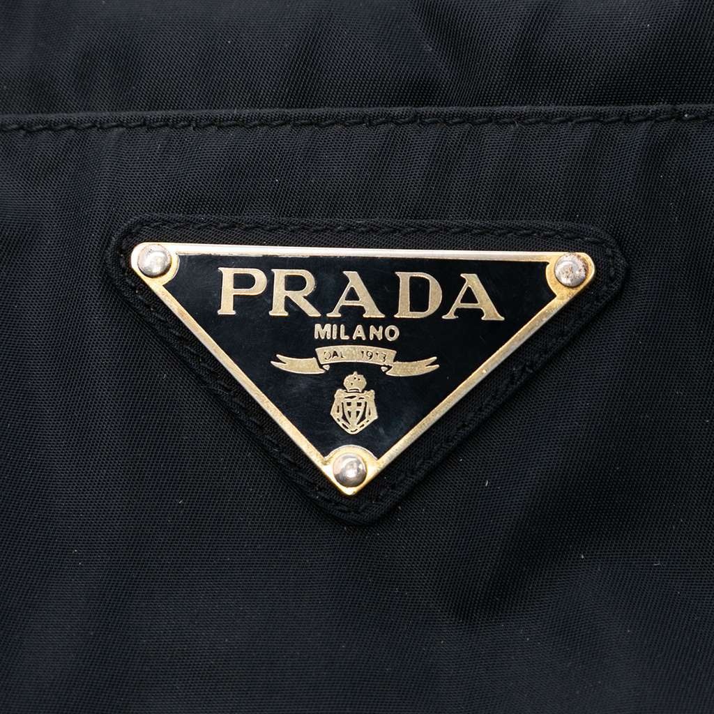 Prada Tessuto Metal Handle Bag Black Good - Box View