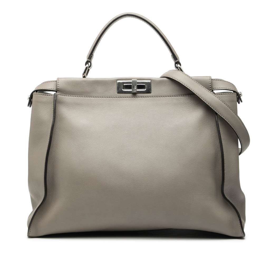 Fendi Large Leather Peekaboo Satchel Brown Leather Very good condition - Front View