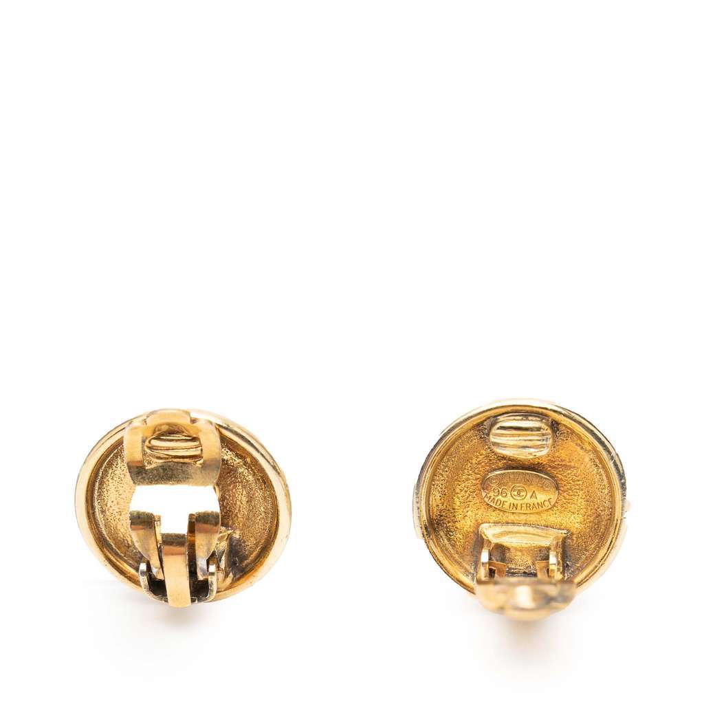 Chanel Gold Plated CC Button Clip on Earrings Gold Metal Very good - Inside View