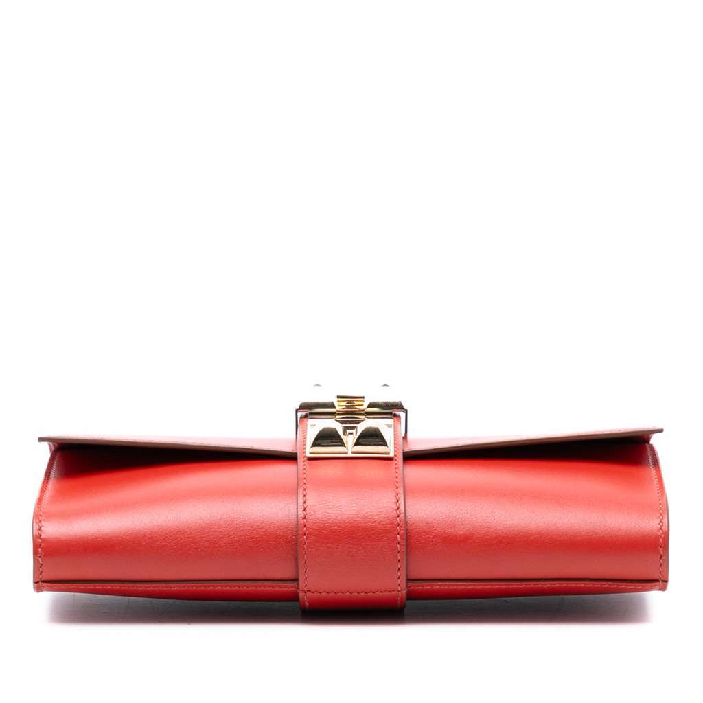 Hermès Tadelakt Medor Clutch 23 Red Leather Very good condition - Inside View