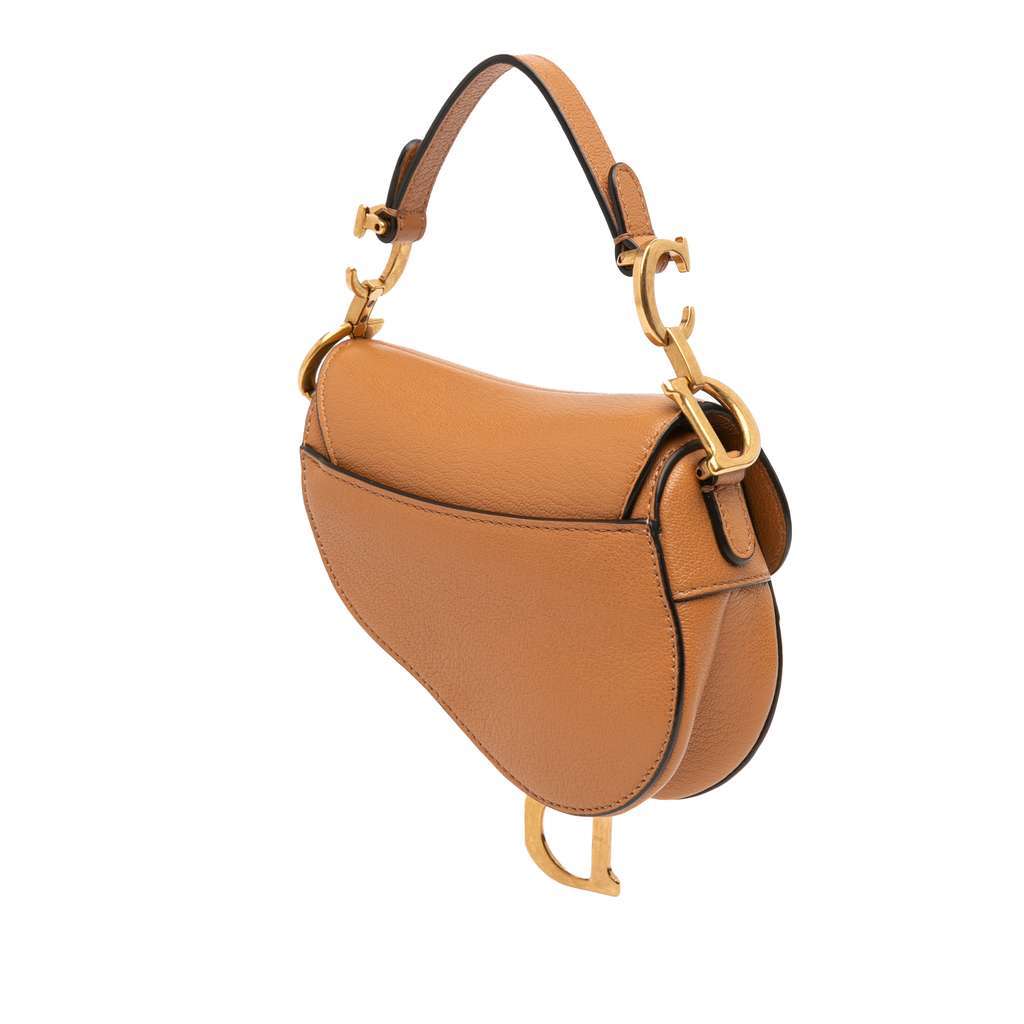 Dior Micro Goatskin Saddle Bag Brown Leather Very good condition - Back View