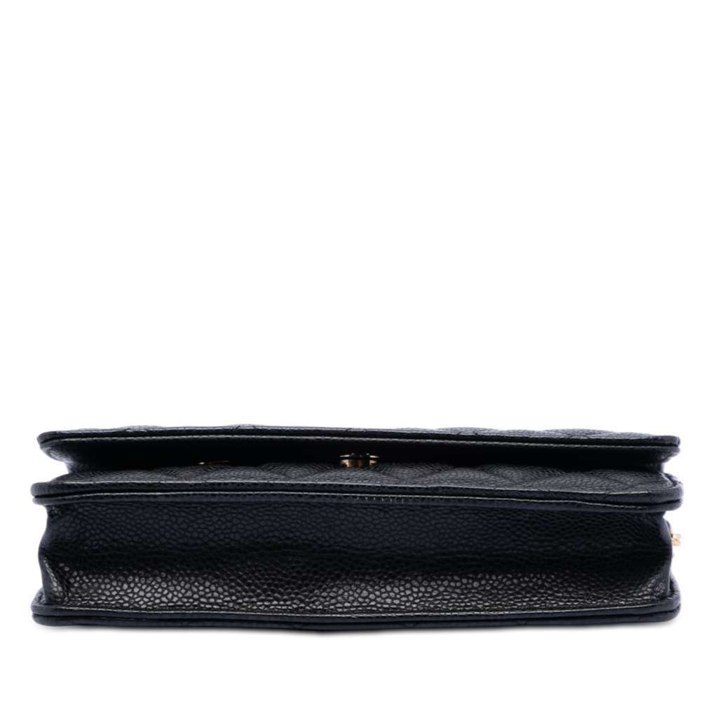 Chanel CC Quilted Caviar Wallet on Chain Black Leather Good - Back View