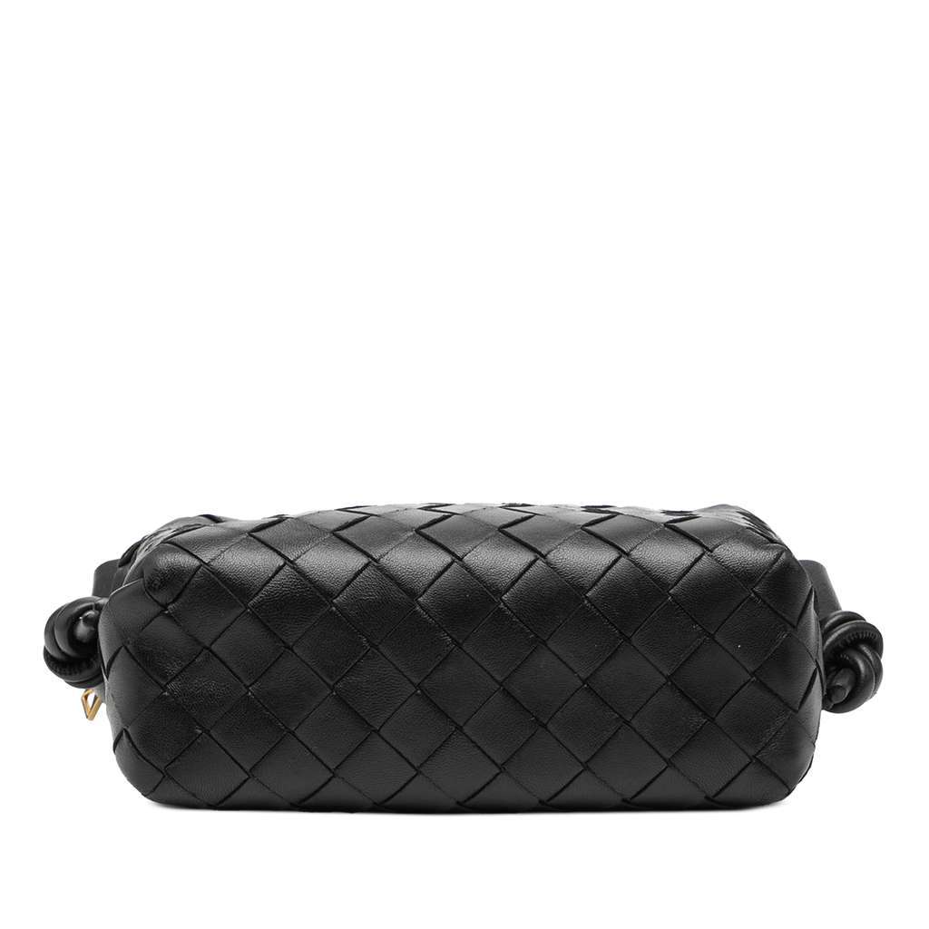 Bottega Veneta Mini Lambskin Intrecciato Loop Camera Bag Black Leather Good - Inside View