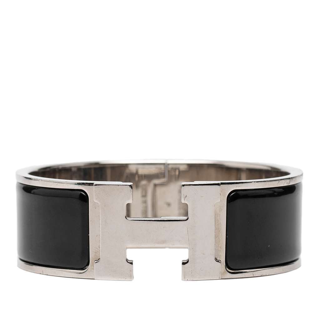 Hermès Wide Enamel Clic Clac H Bracelet PM Black Very good condition - Front View