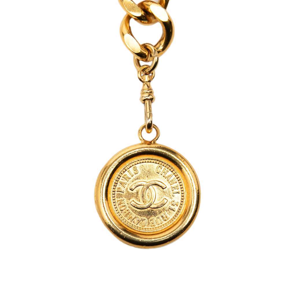 Chanel Gold Plated CC Medallion Chain Belt Gold Metal Very good - Back View