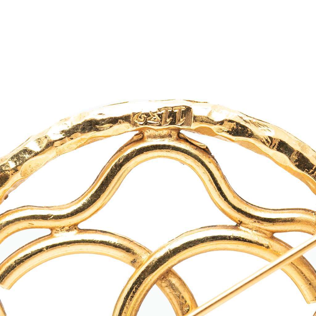 Chanel CC Gold Plated Round Brooch Gold Metal Very good - Inside View
