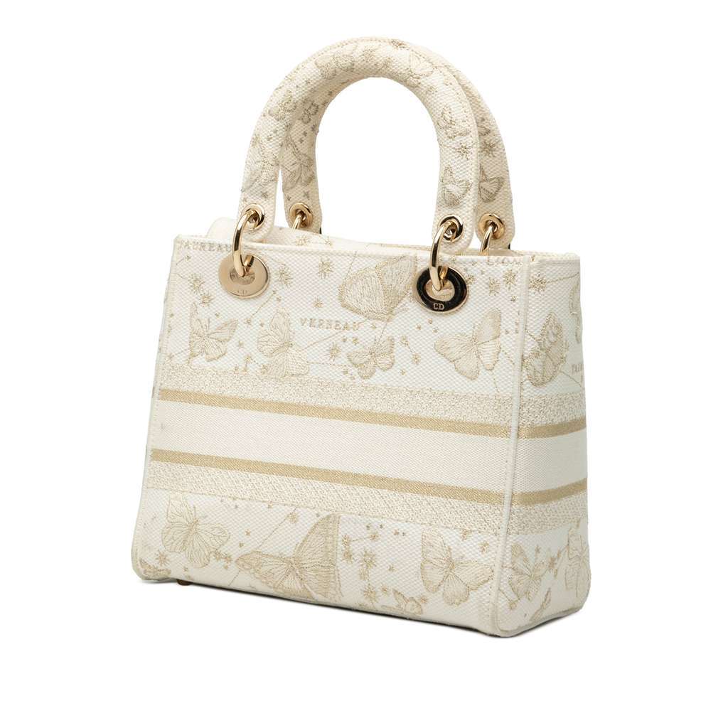 Dior Medium Embroidered Canvas Butterfly Zodiac Lady D Lite White Canvas Good - Back View