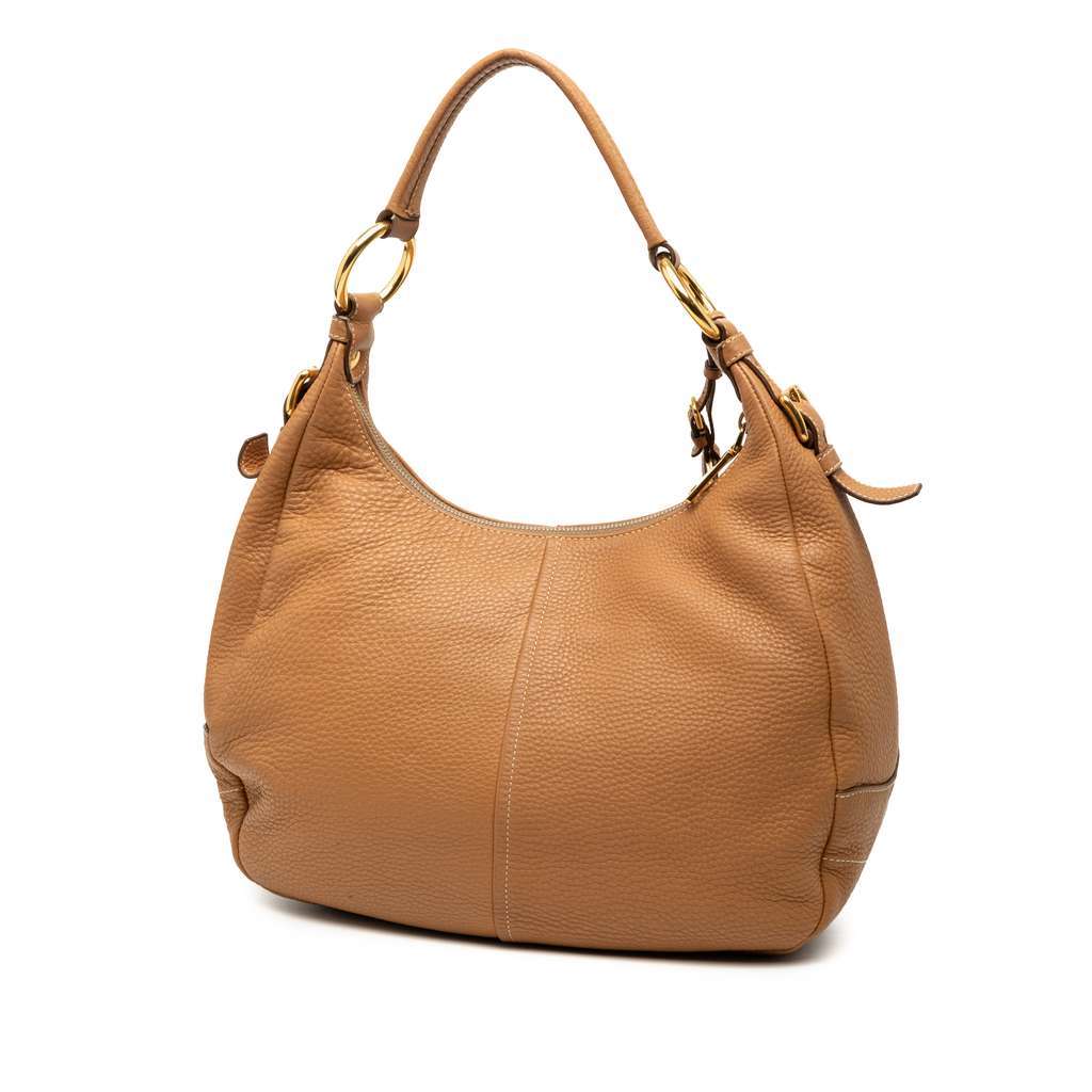 Prada Vitello Daino Shoulder Bag Brown Leather Very good - Back View