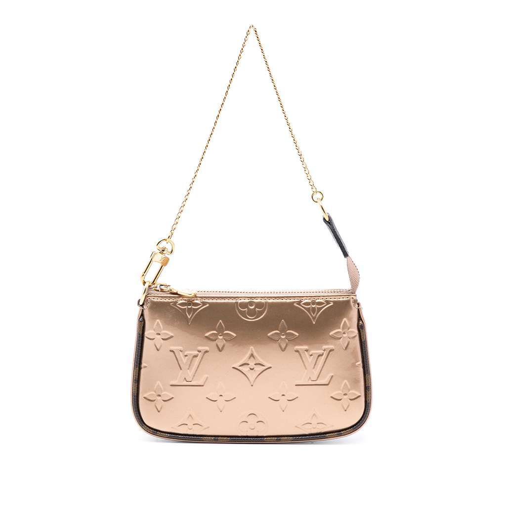 Louis Vuitton Monogram Vernis Mini Pochette Accessoires Pink Leather Good - Front View