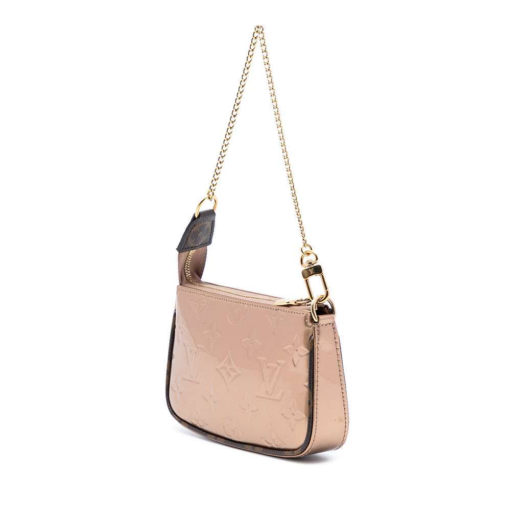 Louis Vuitton Monogram Vernis Mini Pochette Accessoires Pink Leather Good - Back View