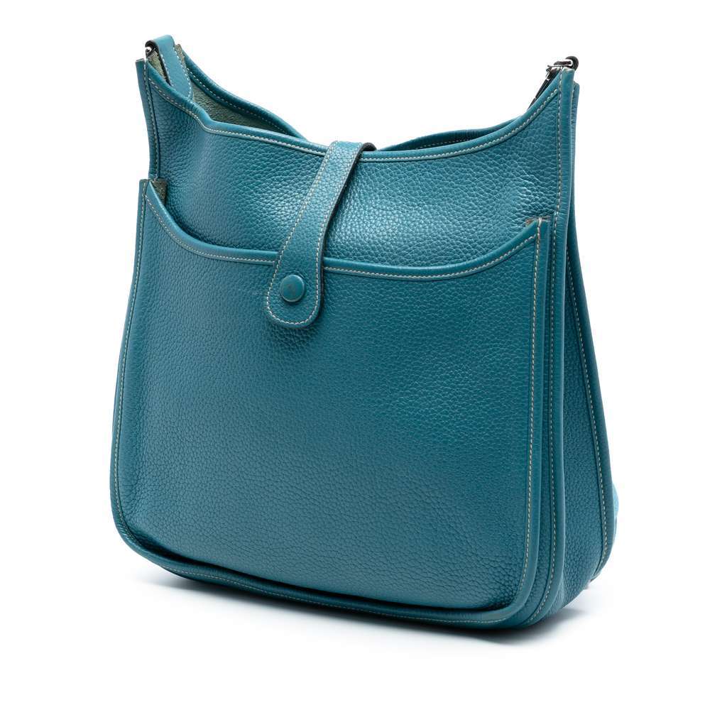 Hermès Clemence Evelyne III 29 Blue Leather Good condition - Back View