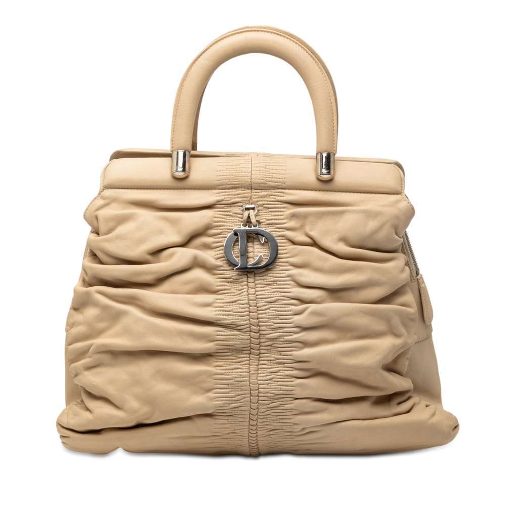 Dior Lambskin Karenina Frame Bag Brown Leather Good - Front View