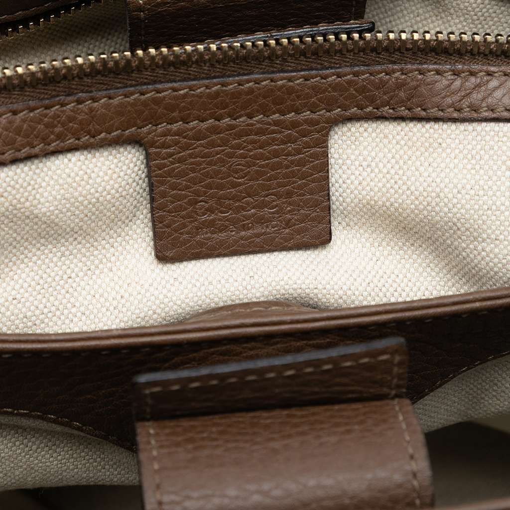 Gucci Small Calfskin Bamboo Shopper Satchel Brown Leather Good - Box View