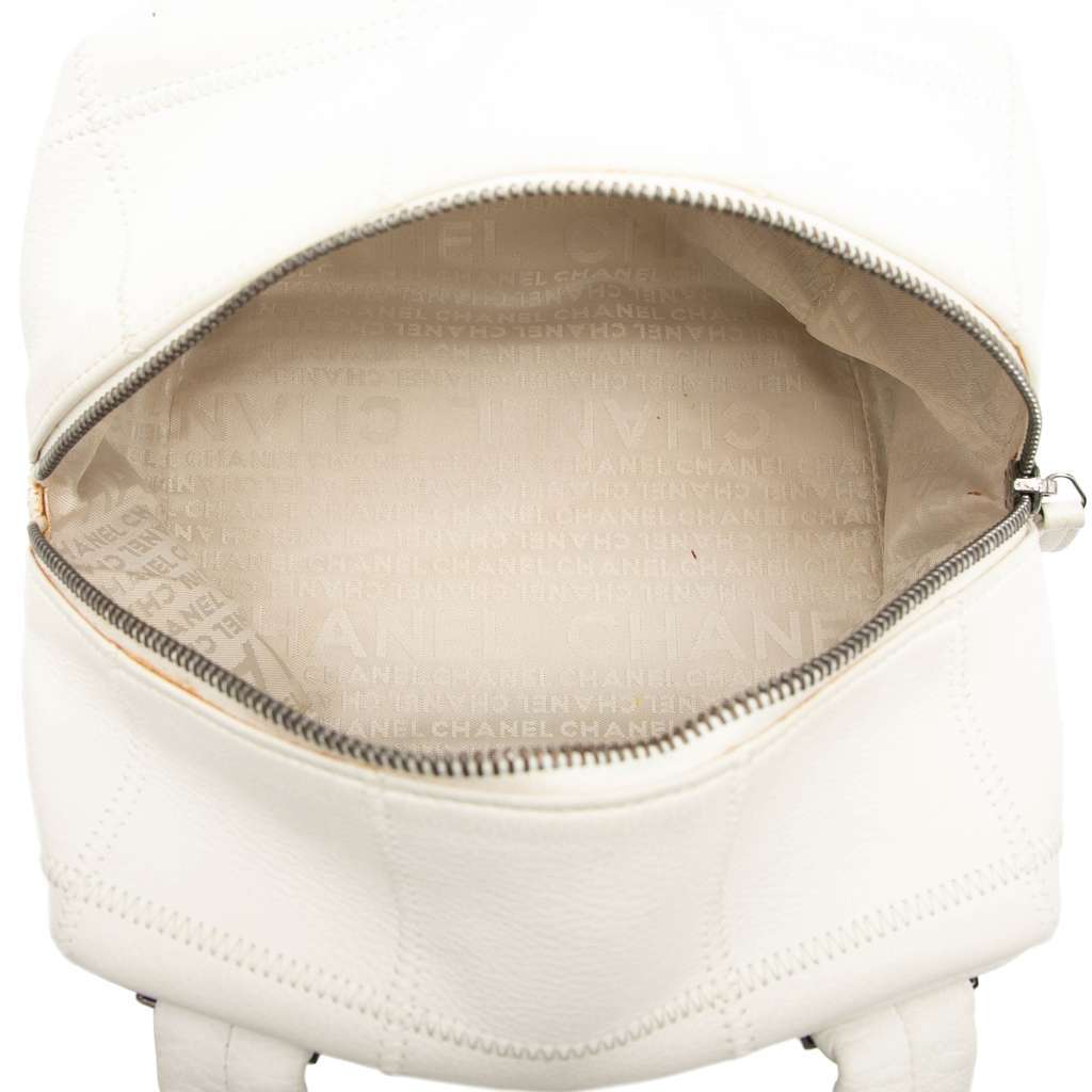 Chanel Mini Caviar Choco Bar Handbag White Leather Good - Model View