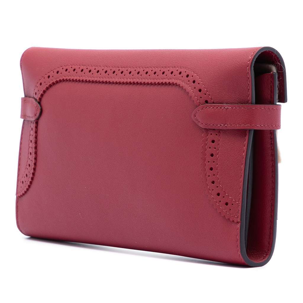 Hermès Swift Ghillies Kelly Longue Wallet Red Leather Good condition - Back View