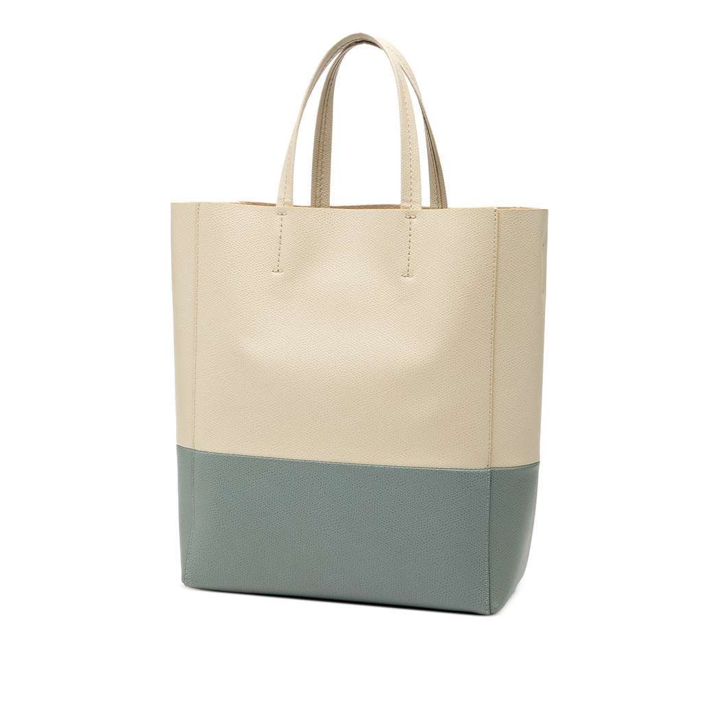 Celine Small Bicolor Grained Calfskin Vertical Cabas Tote Brown Leather Very good condition - Back View