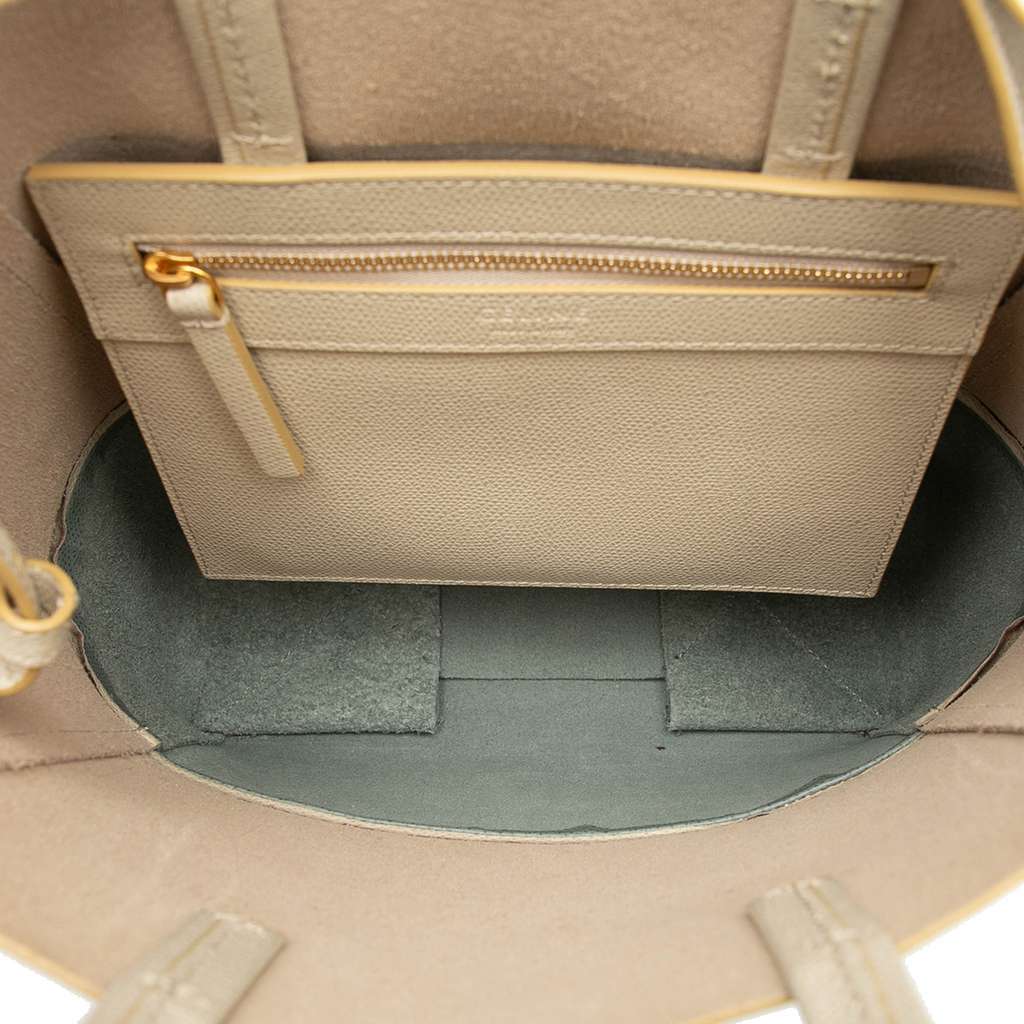 Celine Small Bicolor Grained Calfskin Vertical Cabas Tote Brown Leather Very good condition - Model View