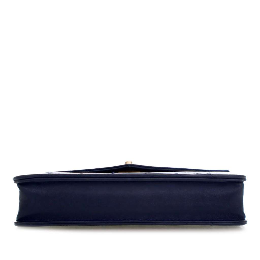 Chanel Reversed Chevron Lambskin Wallet on Chain Blue Leather Good - Inside View