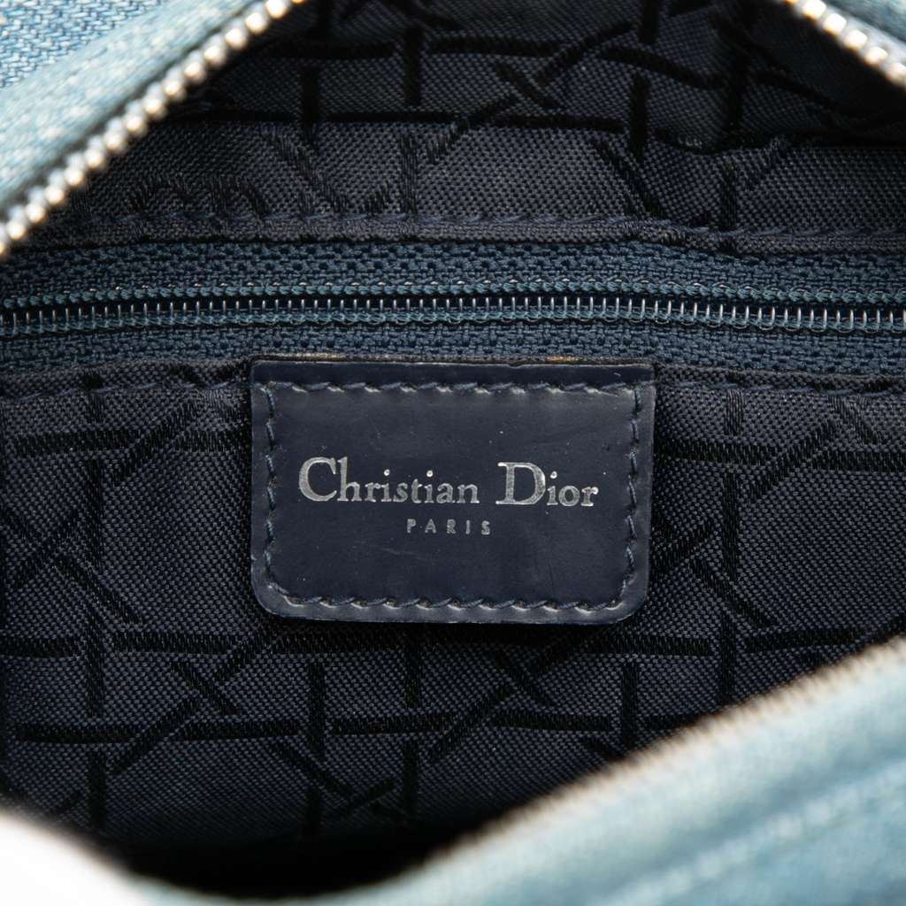 Dior Medium Denim Cannage Acrylic Handles Lady Dior Blue Denim Good - Box View