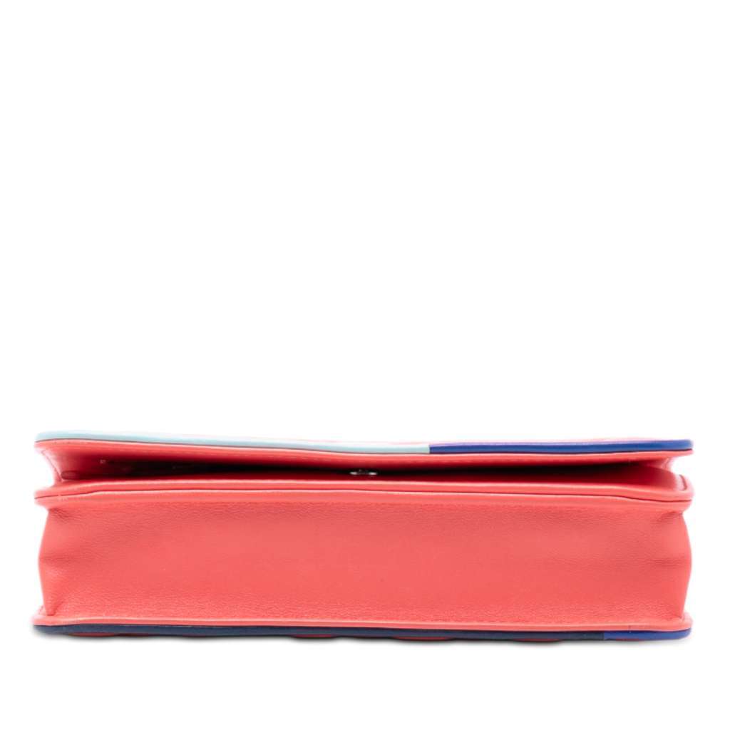 Chanel CC Quilted Lambskin Multicolor Border Full Flap Wallet on Chain Pink Leather Very good condition - Inside View