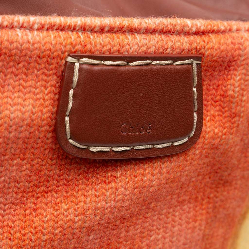 Chloé Printed Knit Jorge Bucket Bag Brown Wool Never worn - Box View
