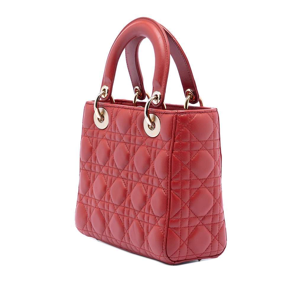 Dior Small Lambskin Cannage My ABCDior Lady Dior Red Leather Very good - Back View