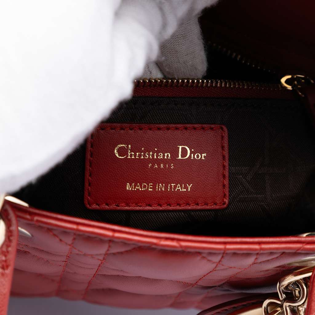 Dior Small Lambskin Cannage My ABCDior Lady Dior Red Leather Very good - Box View