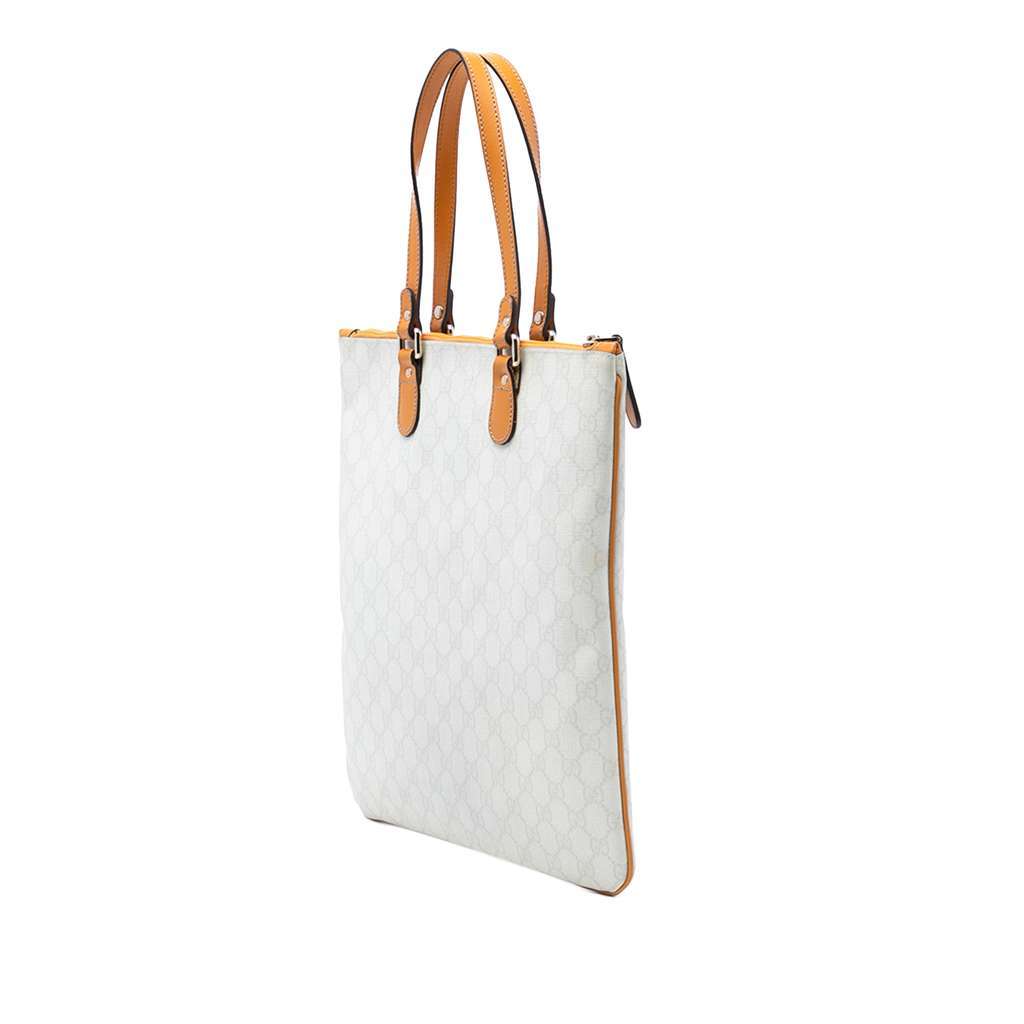 Gucci GG Supreme Heritage Logo Tote White Canvas Very good - Back View